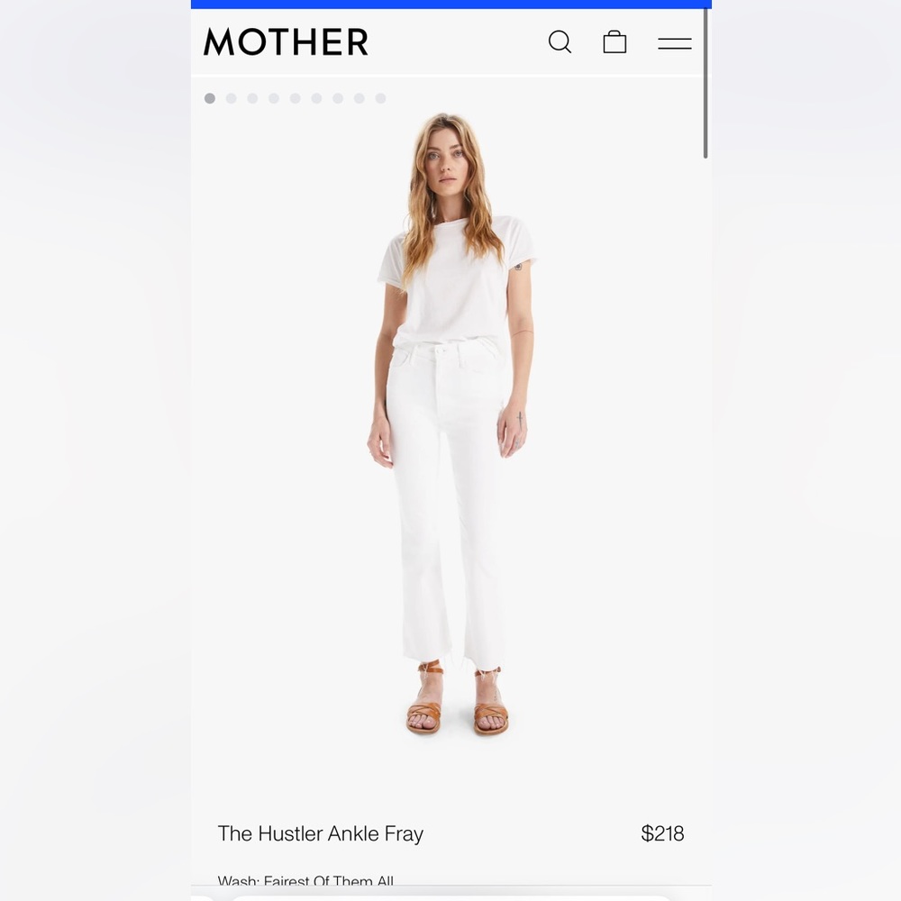 Mother Hustler jeans - white size 27. Worn once, but don’t fit me anymore.